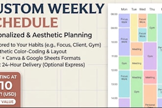 design an aesthetic custom weekly schedule for you