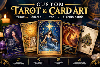 design custom tarot cards, oracle cards and card game art