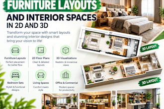 design modern furniture layouts and interiors in 2d and 3d