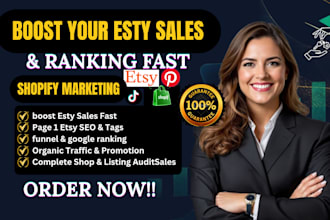 promote etsy shop, etsy seo, audit and shopify marketing to boost etsy sales
