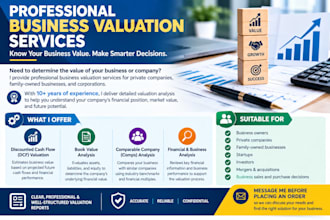 do business valuation, financial and investment analysis