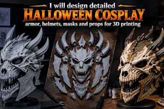 design halloween cosplay armor, helmets, masks and props for 3d printing