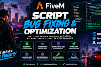 fix, debug and optimize fivem scripts, qbcore qbox esx lua bugs and server error