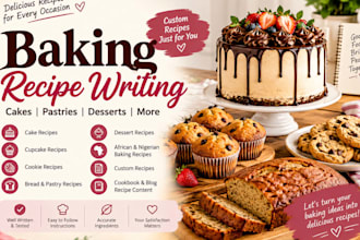create custom baking recipes, cake recipes and dessert recipes