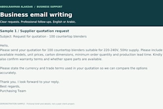 write professional business emails and supplier follow ups
