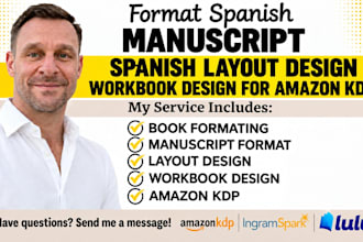 format spanish manuscript, spanish layout design, workbook design for amazon kdp