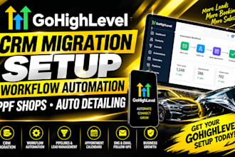 gohighlevel CRM migration setup workflow automation for ppf shops auto detailing