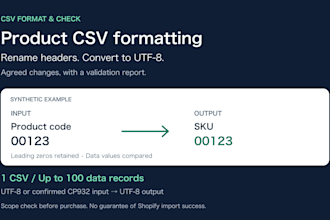format product CSV headers and encoding with a change report