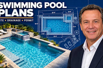 design swimming pool plans, site plans, drainage and permit drawings