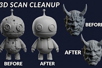 clean up, repair and optimize your 3d scan, fix mesh, stl file for 3d printing