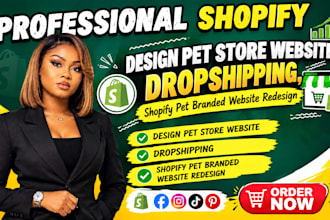 design pet store website, dropshipping, shopify pet branded website redesign