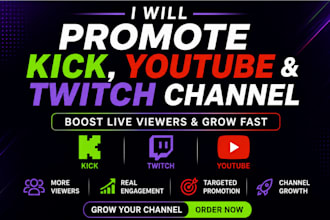 promote twitch, kick or youtube channel organically