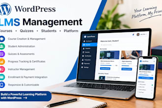 manage wordpress lms with student administration, quizzes, courses and platform
