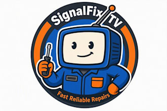 make an amazing tv service center mascot logo design
