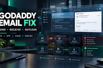 fix godaddy email not sending, receiving and outlook issues