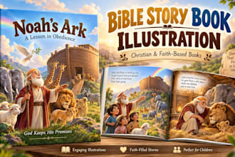 illustrate christian children book with bible story faith base book illustration
