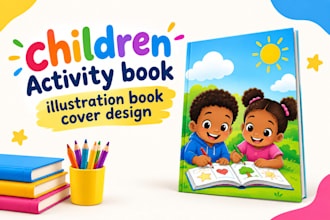 do children activity book illustration book cover design coloring book