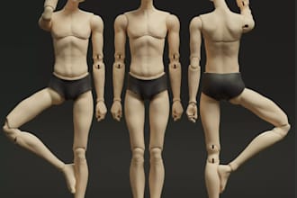 3d collectible figures,articulated,ready stl for print,sculpt bjd dolls,hot glue