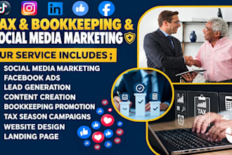 income tax social media marketing manager bookkeeping facebook ads finance leads