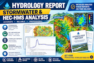 prepare hydrology report, stormwater and hec hms analysis
