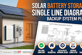 design solar battery storage single line diagram and backup system plan