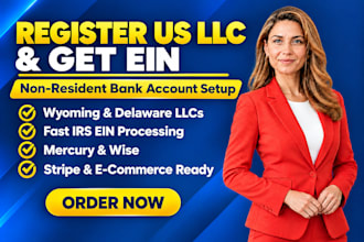 register a US llc, get an ein, and guide your US bank account setup