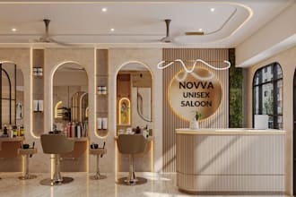 render 3d beauty nail salon interior design barbershop spa massage room skincare