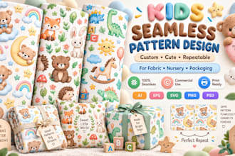 design cute seamless baby and kids patterns for textile and fabric