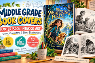 design middle grade book covers and children chapter book interior illustration