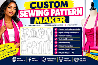 make custom sewing pattern maker, sewing pattern garment grading and PDF files