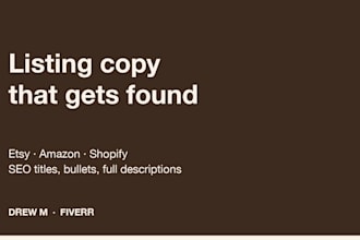write SEO etsy, amazon, or shopify product listing copy that converts