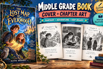 design middle grade book covers and children chapter book interior illustration