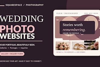 design squarespace wedding photographer website with portfolio and inquiry forms