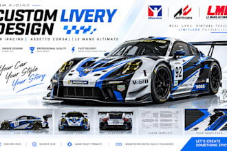 design custom sim racing livery for iracing assetto corsa and le mans ultimate
