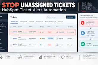 automate hubspot unassigned ticket alerts and ticket priority workflows