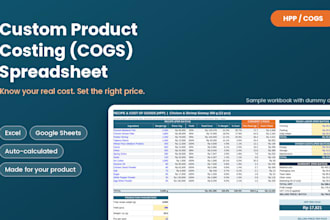 build a custom product costing cogs in excel or google sheets
