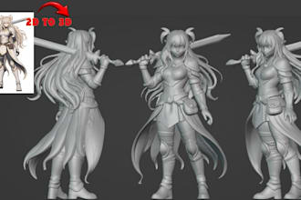 covert 2d photo to 3d model, figurine model, zbrush sculptor,custom 3d model,stl