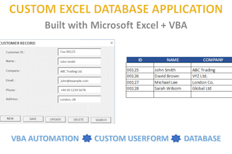 create a custom excel database application using vba