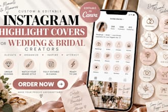 design instagram highlight covers for wedding and bridal creators on canva