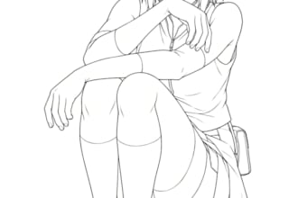 draw custom pose anime character lineart