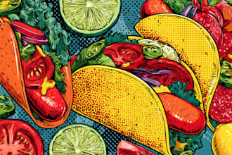 food pop art illustrations