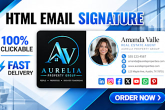 design clickable animated HTML email signature with logo for branding agencies
