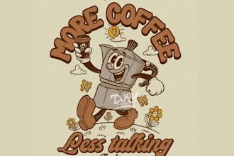 design a retro coffee shop logo with a hand drawn cartoon feel