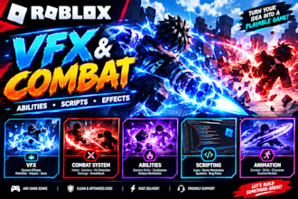 roblox combat system, roblox vfx,map, ability vfx, roblox full game development