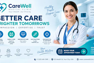 create professional medical flyer, healthcare brochure, clinic poster