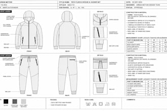 design garments flat sketches tech parks for technical drawing for manufacturing