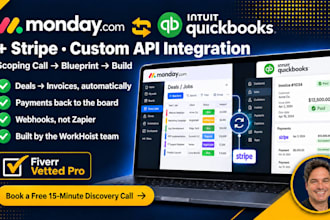 integrate monday com with quickbooks, stripe or your API via custom code