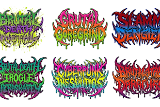 design brutal death metal, slam metal, goregrind logo