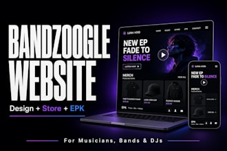 redesign your bandzoogle website, design bandzoogle merch store, epk for artists