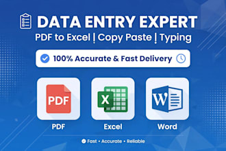 do data entry, pdf to excel, copy paste, typing job
